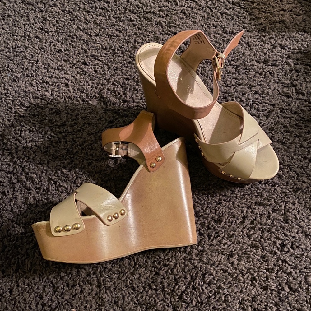 Aldo Brown Wedges Color Block Wedges